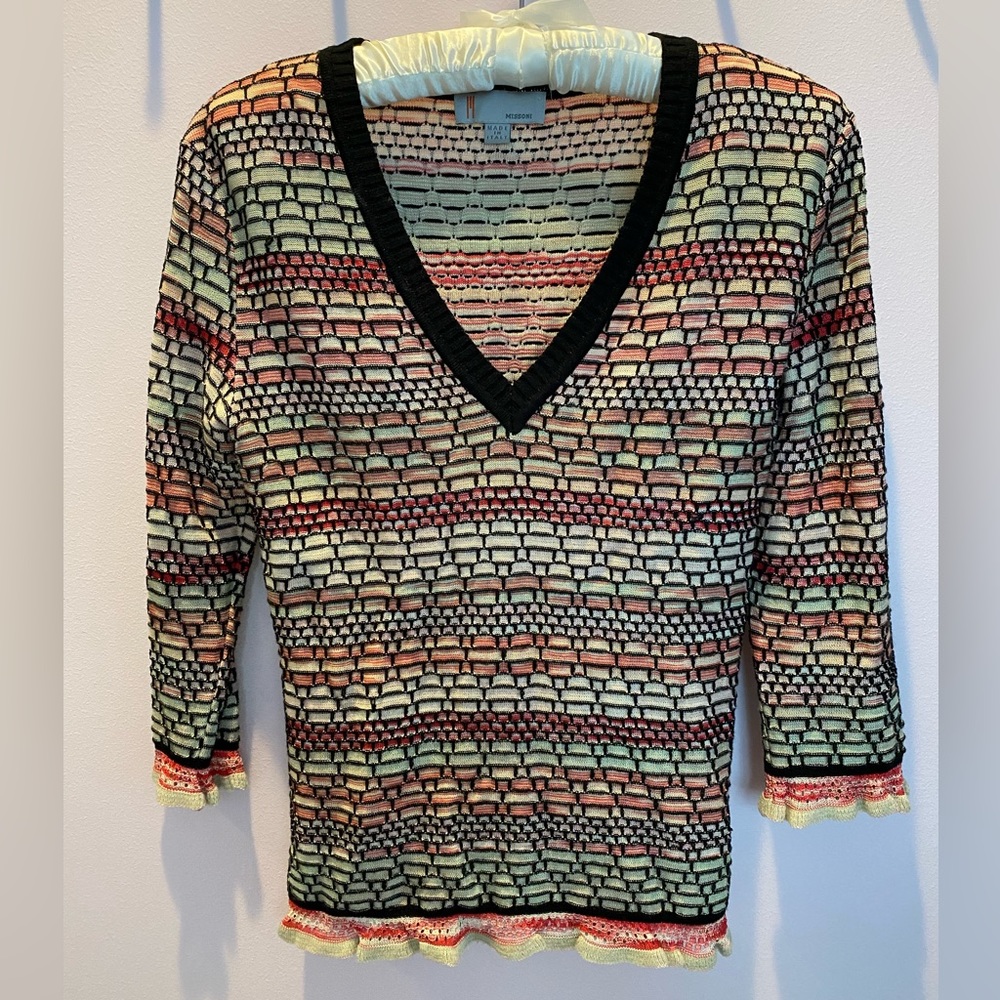 M Missoni women’s top. Colorful & feminine. US size 8. 3/4 sleeve.